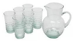 JUEGO DE JARRA Y 6 VASOS VIDRIO